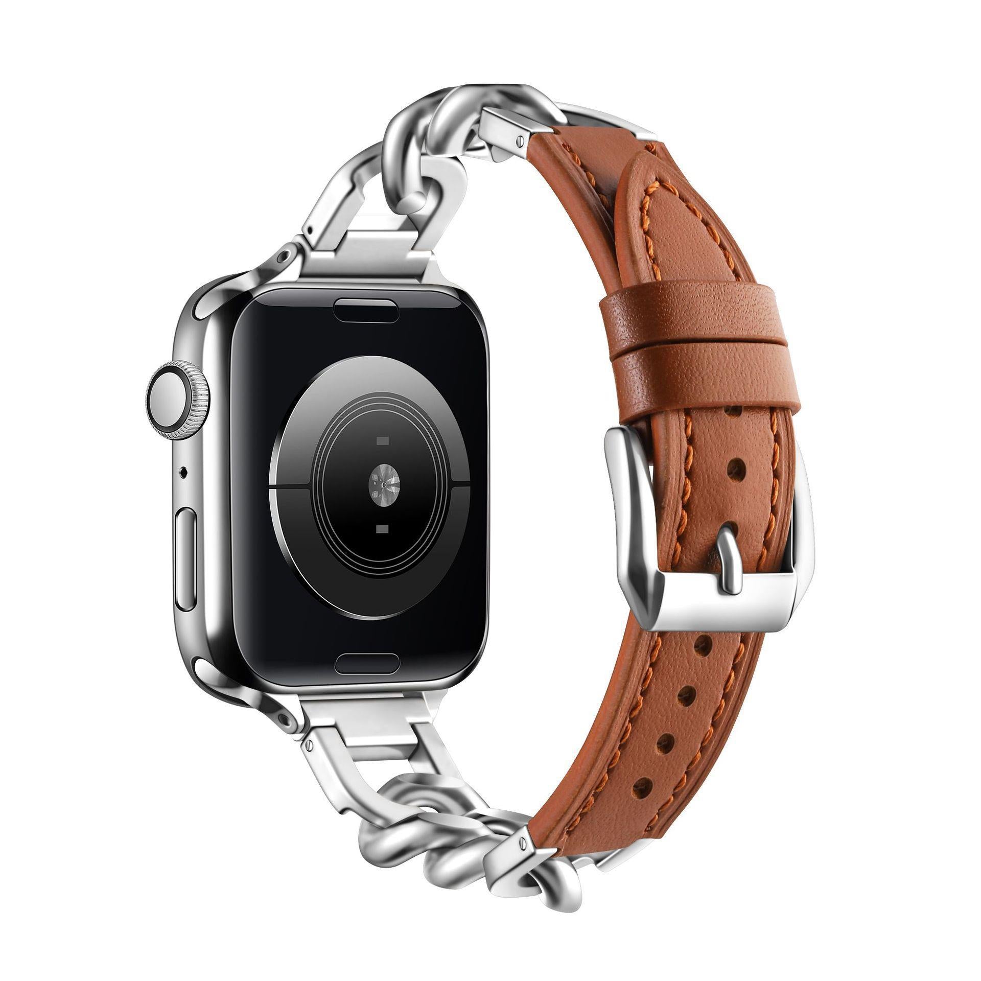 Stilvolles Apple Watch Metall & Leder Armband